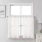 Lecloud Leia Ivory Sheer Curtains 30 Inch Length 2 Pcs, Jacquard Leaf Textured by Lecloud
