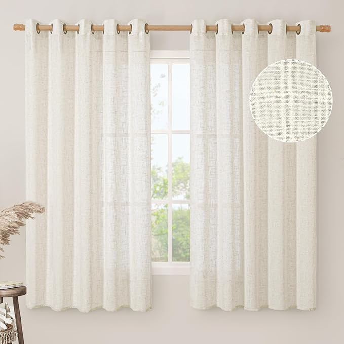LAMIT Natural Linen Curtains 63 inch Length by LAMIT