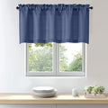 OWENIE Bob 1 PCS Blue Valances for Windows, Faux Linen Textured Kitchen Window by OWENIE