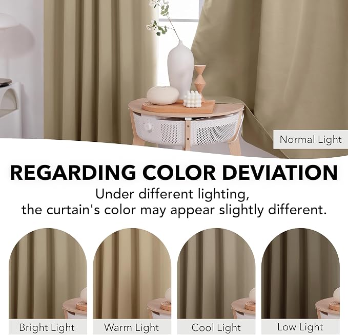 Deconovo Blackout Curtains, Thermal Insulated, W52 x L95 2 Panels, Back Tab - Image 6