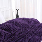 Puncuntex Deep Purple Throw Blanket 60"×80" inches Fuzzy 3D Jacquard Decorative - Image 2