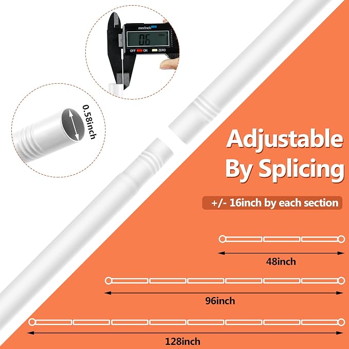 Curtain Rods No Drilling for Windows, 5/8 Inch Diameter Drapey Pole - Image 4