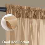 MIULEE Brown Sheer Curtains 84 Inches Long, 4 Panels Set, Rod Pocket Voile - Image 3