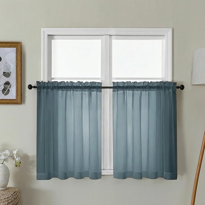 Gwine Short Kitchen Sheer Curtains 30 Inch Length by Gwine