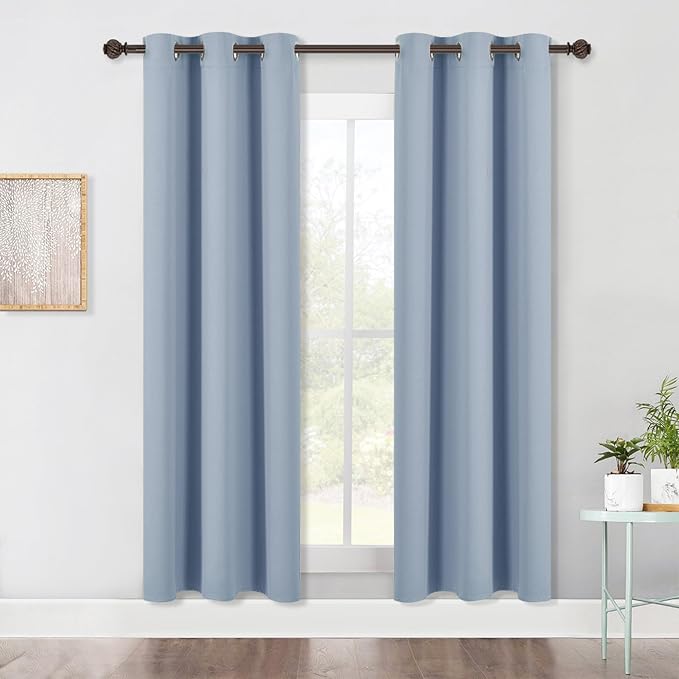 NICETOWN Bedroom Blackout Draperies Panels, 2 Panels, 42 x 72 Inch, Vintage Blue by NICETOWN
