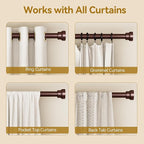 YaFex Curtain Rods 32-58 Inch, Heavy Duty 1 Inch Adjustable Curtain Rod - Image 5