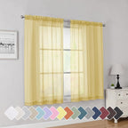 Simplebrand Yellow Short Sheer Curtains 45 Inch Length by Simplebrand