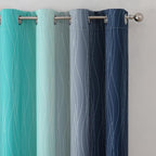 Estelar Textiler Navy Blue and Teal Gradient Blackout Curtains - Image 4