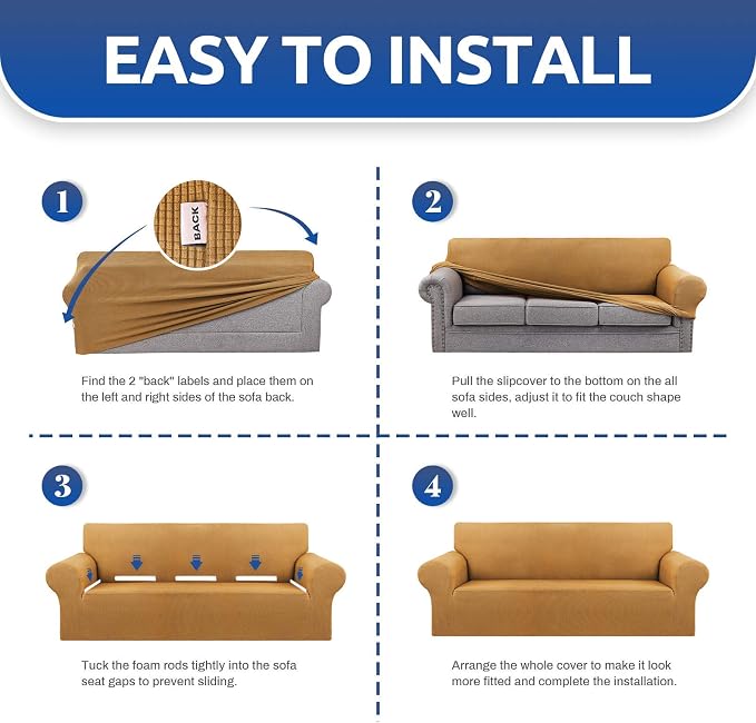 KEKUOU Stretch Single Sofa Slipcover 1 Piece Couch Sofa Cover Furniture - Image 4