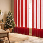 MIULEE 2 Panels Red Solid Color Sheer Christmas Window Curtains Elegant Window - Image 2