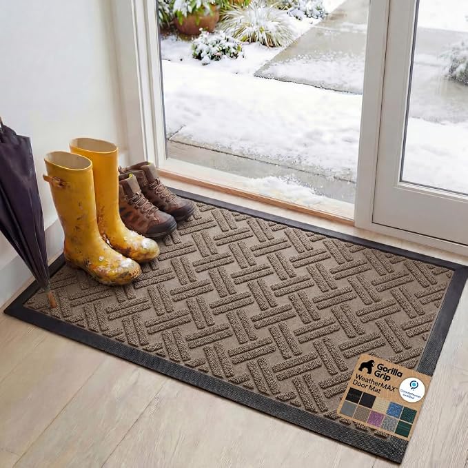 GORILLA GRIP 100% Waterproof All-Season WeatherMAX Doormat, US Designed Natural by GorillaGrip