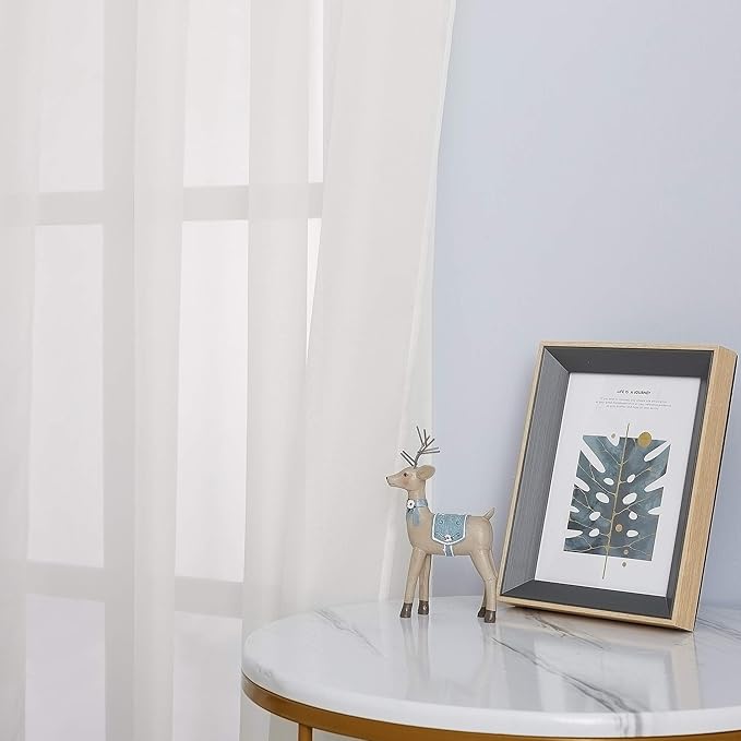 NICETOWN Patio Door Sheer Curtains 96 inch Length, Ring Top Voile Textured Airy - Image 3