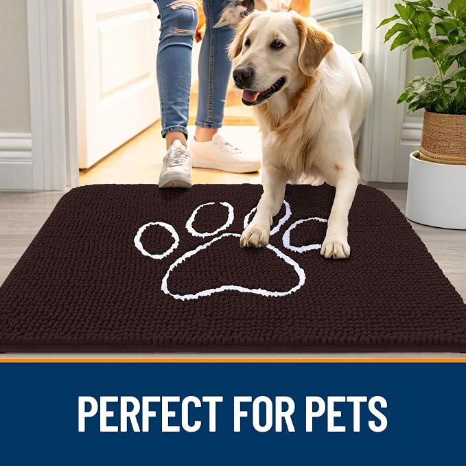 OLANLY Dog Door Mat for Muddy Paws 44x24, Paw Print Design, Absorbs Moisture - Image 6