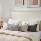 Fancy Homi Set of 4 Grey and White Lumbar Rectangle Decorative Throw Pillow - Image 5