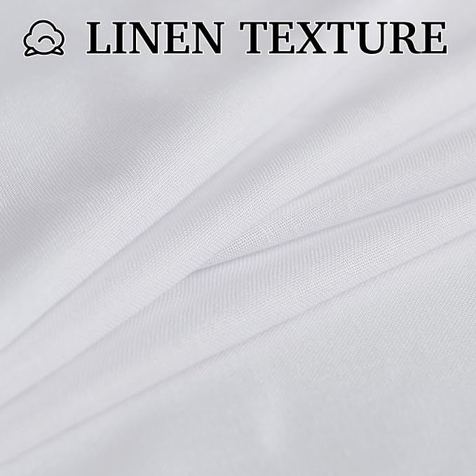 RYB HOME White Linen Curtains 90 inches Long, Semi Sheer Light Filtering Back - Image 5