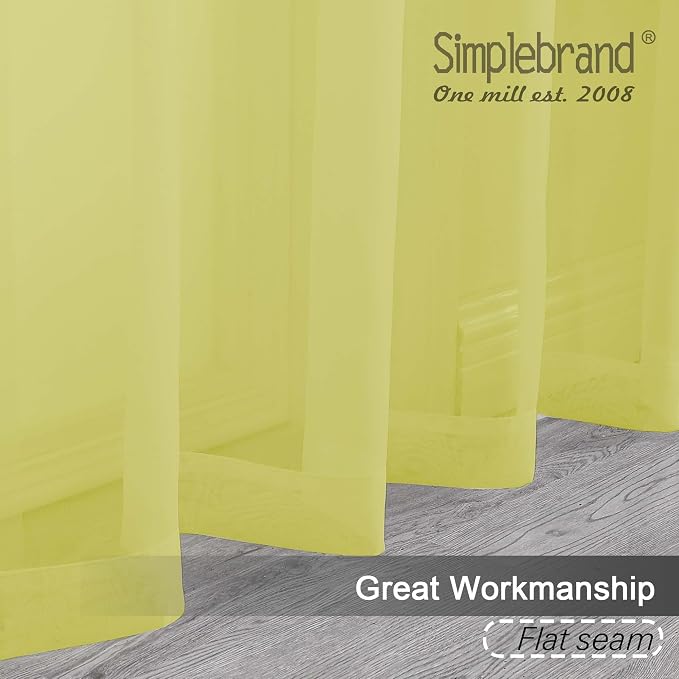 Simplebrand Lemon Sheer Curtains 72 Inches Long 2 Panels - Image 2