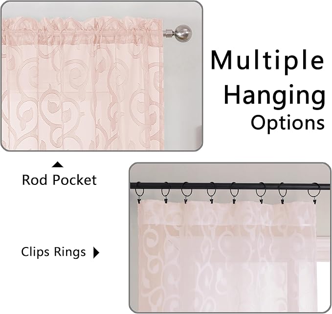 OWENIE Furman Sheer Curtains 45 Inch Length 2 Panels Set - Image 4