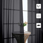 Lecloud Black Sheer Curtains 90 Inches Long 2 Panels, Light Filtering Privacy - Image 3