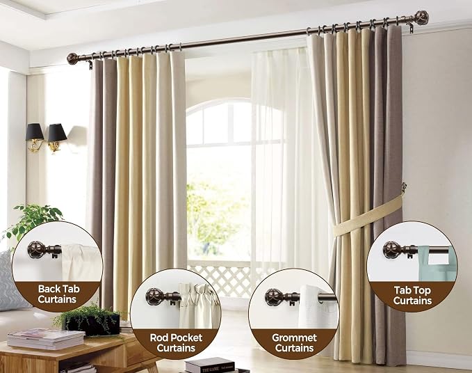 KAMANINA Curtain Rods for Windows 48 to 84 Inch, Antique Bronze Heavy Duty - Image 4