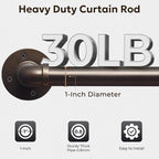 Zeerobee Curtain Rods for Windows 66 to 120, 1 Inch Industrial Wrap Around - Image 4