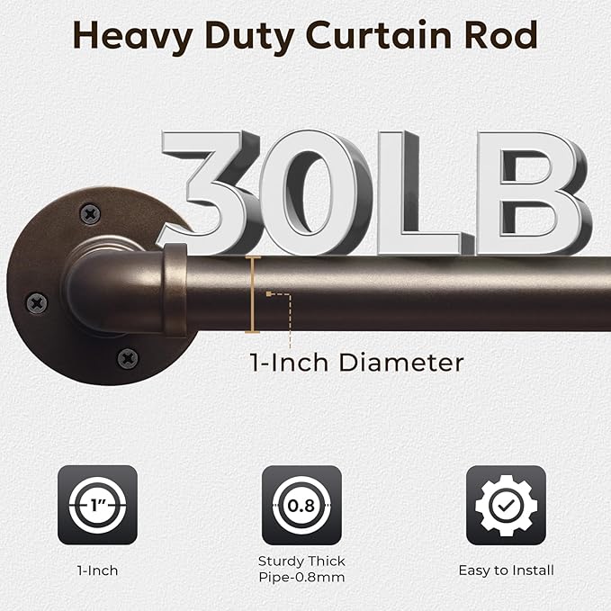 Zeerobee Curtain Rods for Windows 48 to 84, 1 Inch Industrial Wrap Around - Image 4