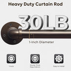 Zeerobee Curtain Rods for Windows 144 to 168, 1 Inch Industrial Wrap Around - Image 4