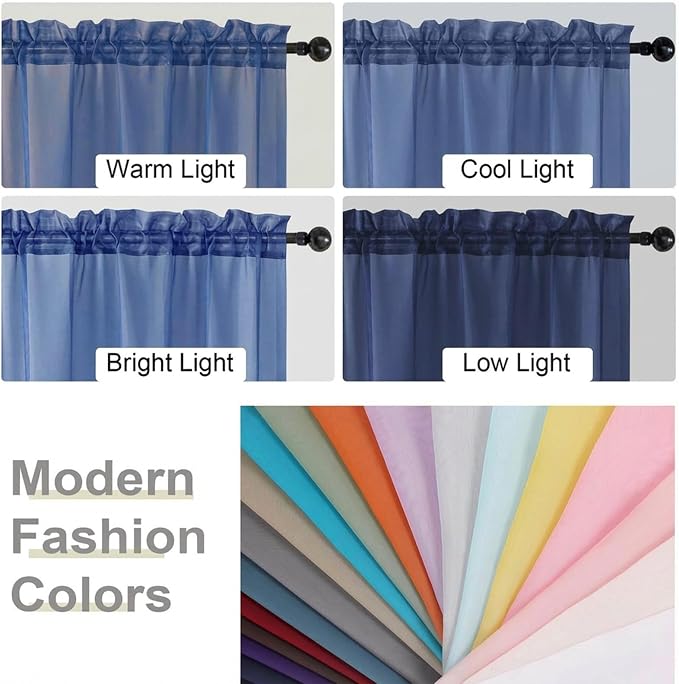 Sheer Curtains 84 Inches Long 2 Panels Set - Image 7