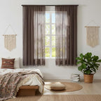WAZZIO Boho Lace Curtains 63 Inches 2 Panel, Light Filtering Privacy Tassel & by WAZZIO
