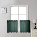 Chyhomenyc Sheer Hunter Green Kitchen Tier Curtains 24 Inch Length Set by Chyhomenyc
