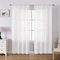 Lecloud Leia White Sheer Curtains 72 Inches Long 2 Panels, Jacquard Texture by Lecloud