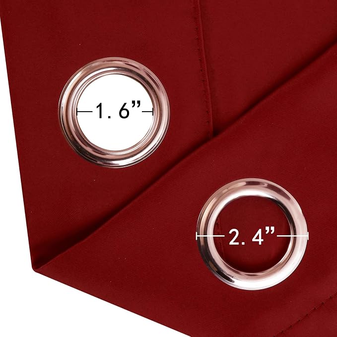 LEMOMO Blackout Curtains 66 x 54 Inch Long Red Curtains Set of 2 Panels Room - Image 5