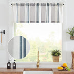 jinchan Striped Valance Farmhouse Window Treatment Linen Textured Drapes - Image 9