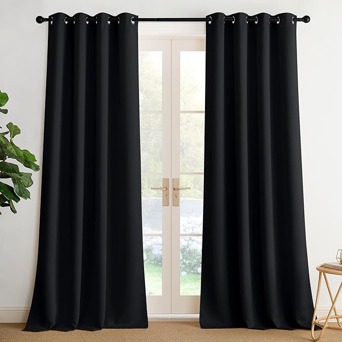 NICETOWN Blackout Curtains Grommet 2 Panels Black Drapes 95Inches Long by NICETOWN