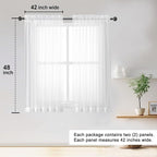OWENIE Sheer White Curtains 84 Inch Length 2 Panels Set - Image 2