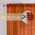 Lecloud Orange Sheer Curtains 54 Inch Length 2 Panels, Voile Light Filtering - Image 2