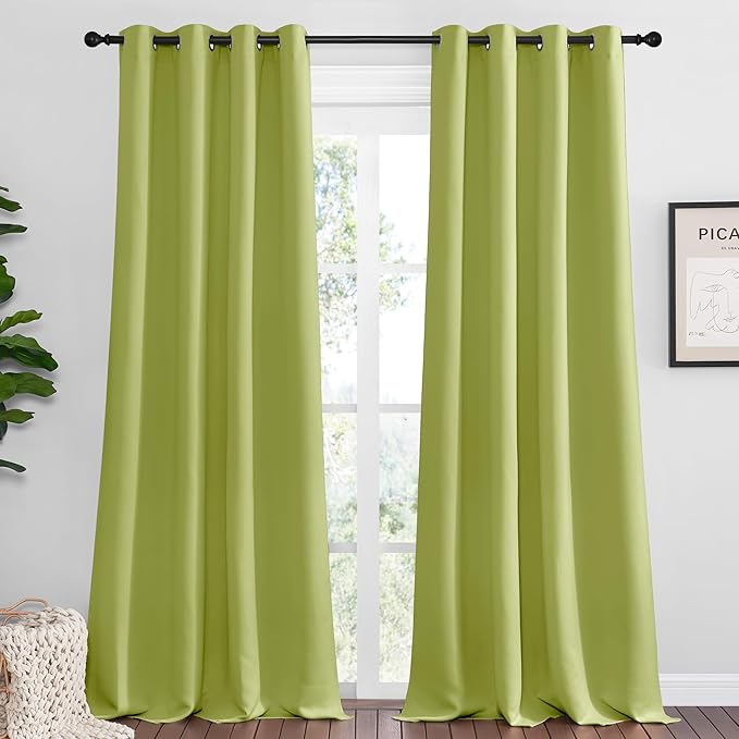 NICETOWN Fresh Green Blackout Curtains 96 inches Length by NICETOWN