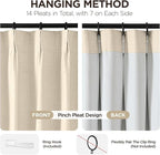 Joydeco 100% Blackout Pleated Curtains, Linen Window Curtains 2 Panel Sets 108 - Image 3