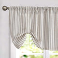 jinchan Tie Up Linen Textured Striped Bow Tie Curtain by JINCHAN