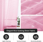 SpaceDresser Check Sheer Curtains 84 Inches 2 Panels Set, Rod Pocket Plaid - Image 5