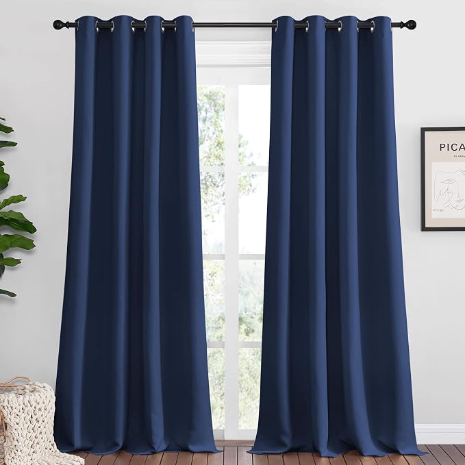 NICETOWN Navy Blackout Curtains 108" Long by NICETOWN
