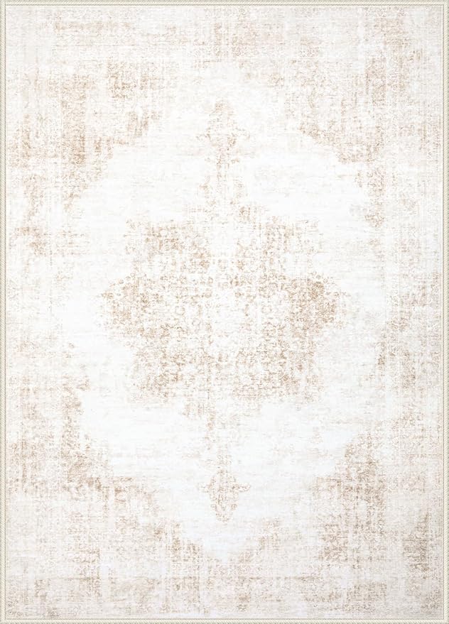 Area Rug 10x14 Vintage Rugs: Large Washable Living Room Rug Retro Medallion - Image 9