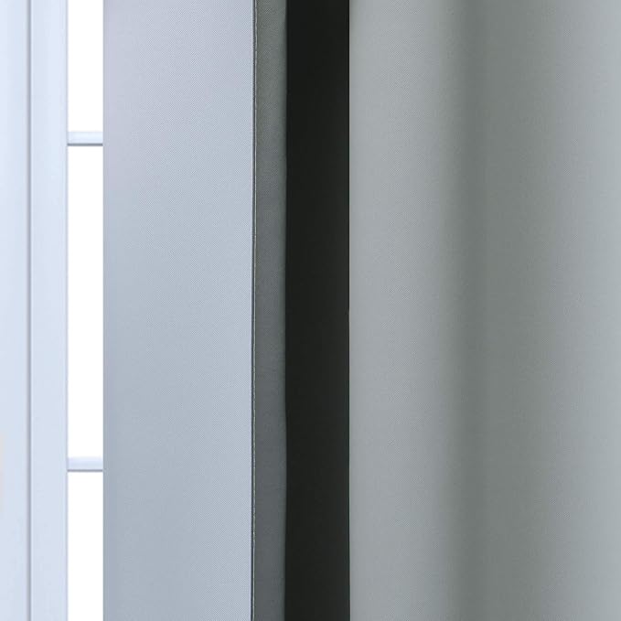 Yakamok 84 Inch Length Gray and Greyish White Gradient Color Ombre Curtains - Image 7