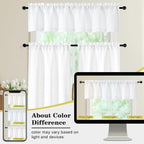 White Valances for Windows, Light Filtering Faux Linen Textured Small Short - Image 8