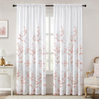 HOMEIDEAS Non-See-Through Pink and White Privacy Sheer Curtains 52 X 96 Inches by HOMEIDEAS