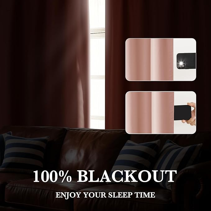 RYB HOME Bedroom Blackout Curtains 54 inches Long, 100% Blackout Thermal - Image 4