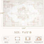 Area Rug 9x12 Vintage Rugs: Large Washable Living Room Rug Retro Medallion - Image 2