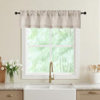 Linen Valances for Windows, Light Filtering Faux Linen Textured Small Short by WelvetBLK