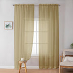 OWENIE Gold Sheer Curtains 84 Inch Length 2 Panels Set, Light Filtering Voile - Image 2