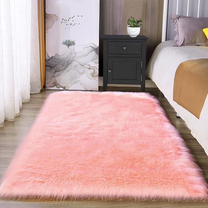 Latepis 3x4 Area Rug, Faux Fur Sheepskin Rug by Latepis