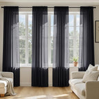MIULEE Black Sheer Curtains 90 Inches Long, 4 Panels Set, Light Filtering by MIULEE